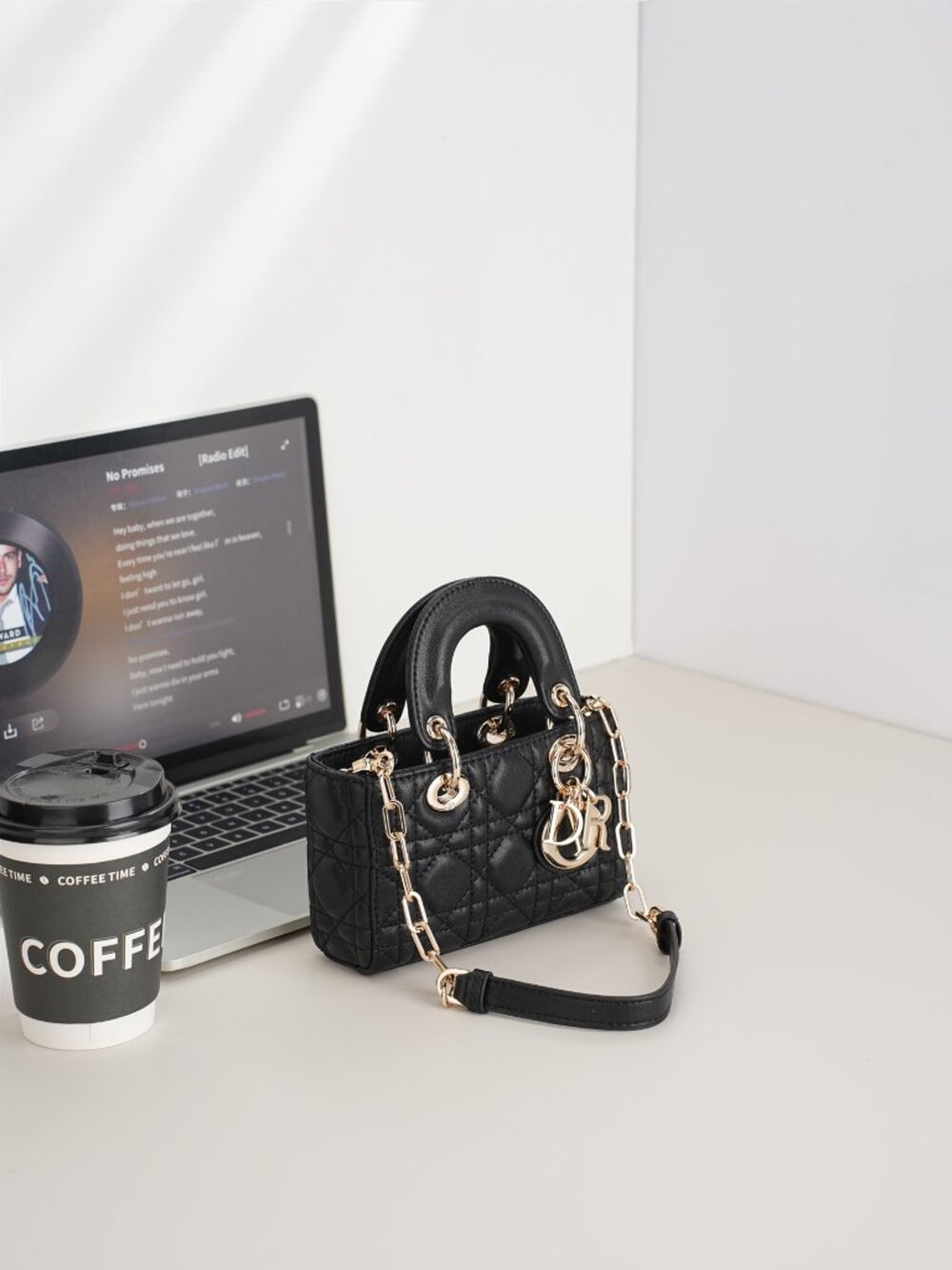 lady Dior bag with crystal charm